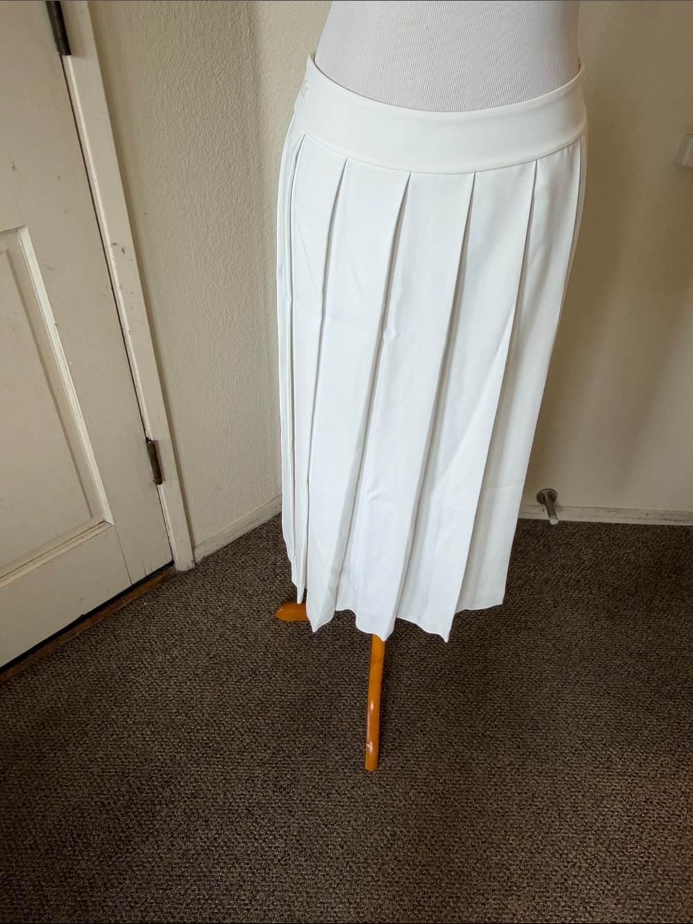 Lacoste White Pleated Midi Skirt
